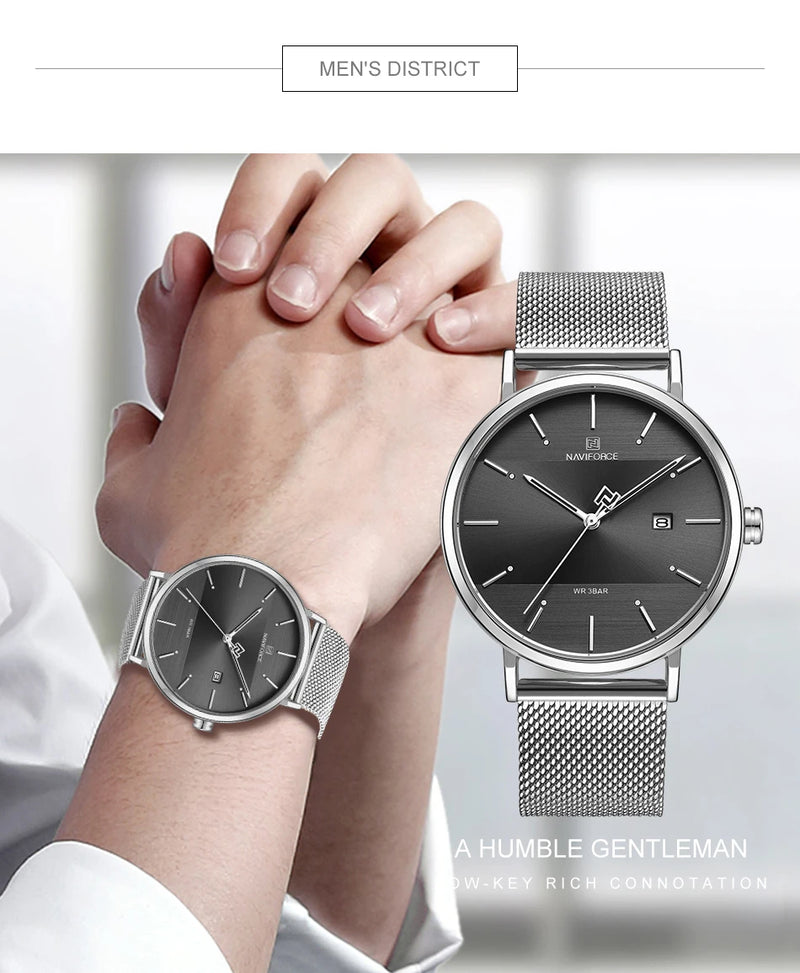 Men's Stainless Steel Watch - MeshElegance Pro