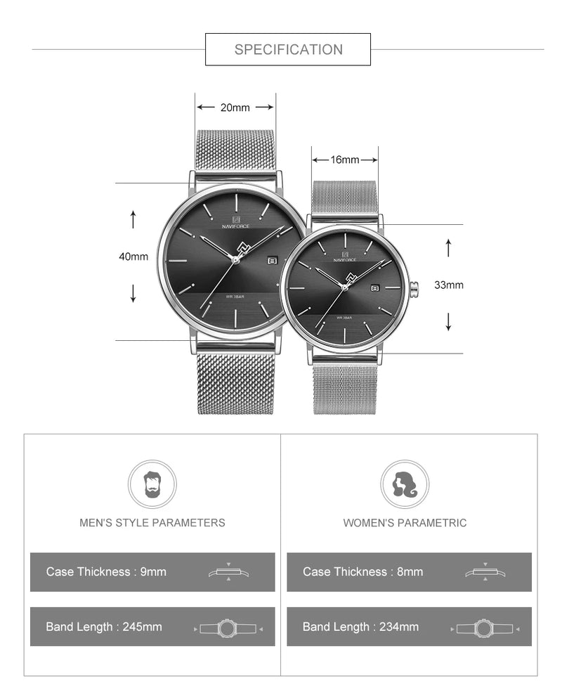 Men's Stainless Steel Watch - MeshElegance Pro